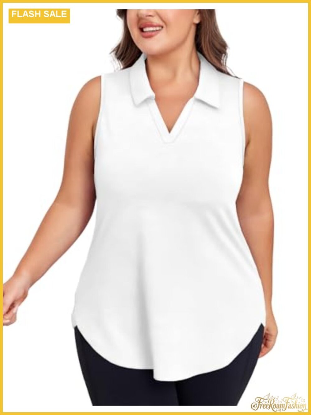 Plus Size Womens Golf Shirt Sleeveless Polo V Neck Tennis Tank Quick Dry